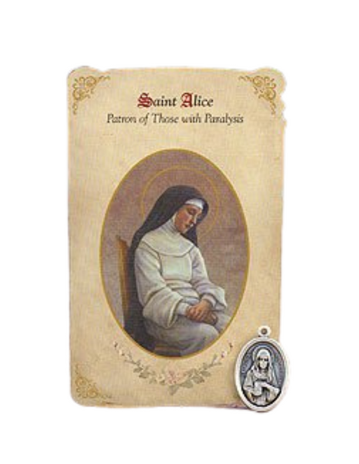 Holy Card St. Alice with Paralysis Healing Medal Set - 6 Pcs. Per Package