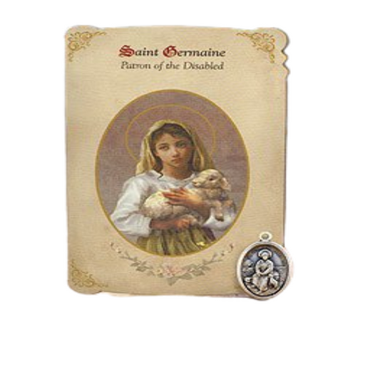 Holy Card St. Germaine with Handicapped Healing Medal Set - 6 Pcs. Per Package