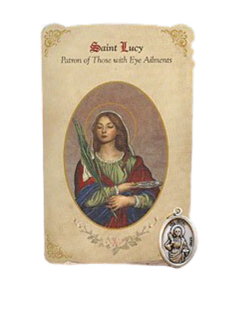 Holy Card St. Lucy with Eyesight Healing Medal Set - 6 Pcs. Per Package