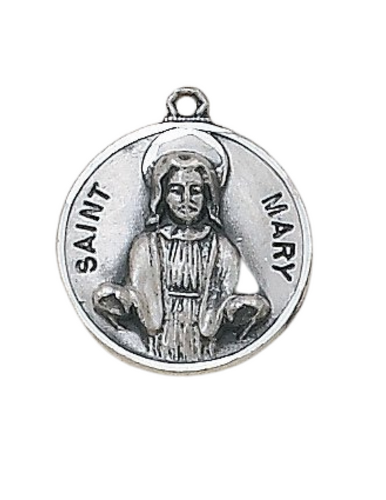 St. Mary Sterling Patron Medal with 18" Chain