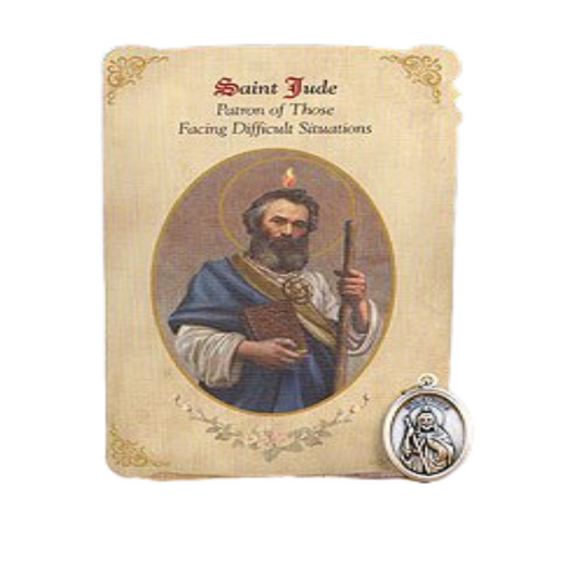 Holy Card St. Jude with Desperation Healing Medal Set - 6 Pcs. Per Package