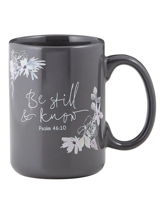 15oz Ceramic Be Still and Know Black Cafe Mug Inspiration Collections - 3 Pieces Per Package
