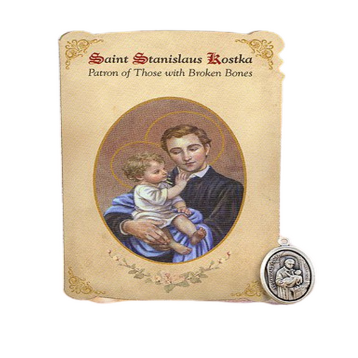 Holy Card St. Stanislaus with Broken Bones Healing Medal Set - 6 Pcs. Per Package