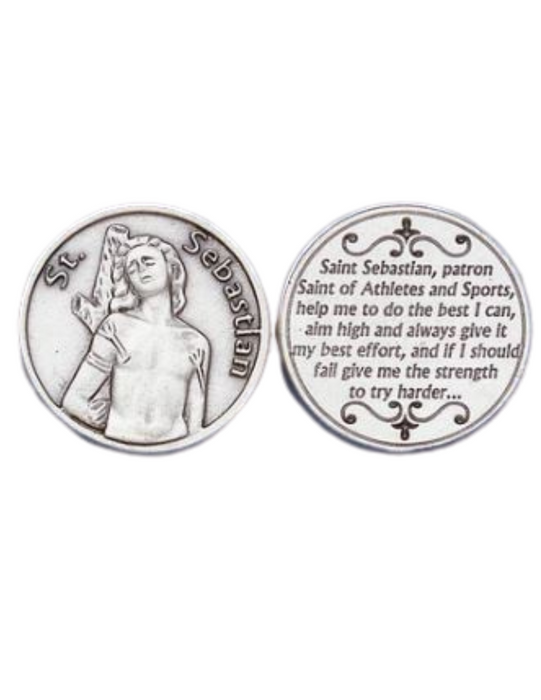 St. Sebastian - Pocket Silver Tone Italian Prayer Token