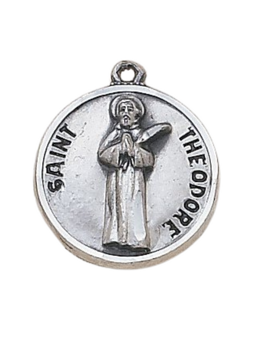 St. Theodore Sterling Patron Medal with 20" L Chain