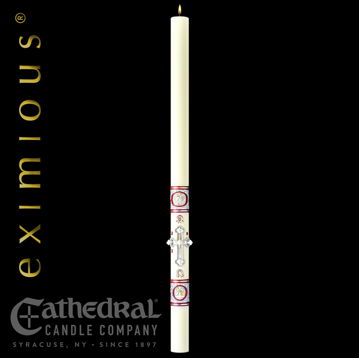eximious® Upon This Rock Paschal Candle - Cathedral Candle - 51% Beeswax - 17 Sizes