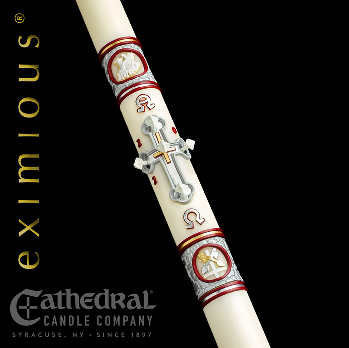 eximious® Upon This Rock Paschal Candle - Cathedral Candle - 51% Beeswax - 17 Sizes