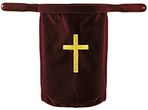 Velvet Embroidered Cross Offering Bag