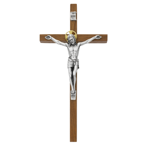 Walnut Crucifix with Gold Halo Catholic Gifts Catholic Presents Gifts for all occasion