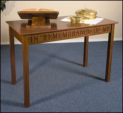 Walnut Stain Communion Table - In Remembrance Of Me