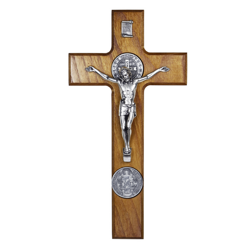 Walnut Stained Wood St. Benedict Sick Call Crucifix Set Crucifix Crucifix Symbolism Catholic Crucifix items