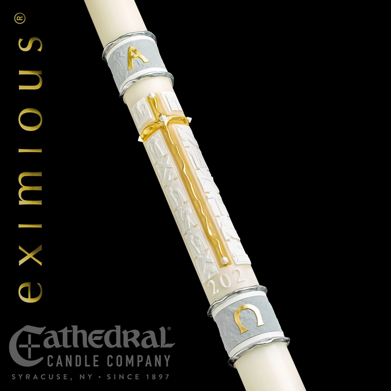 Way of The Cross Paschal Candle - Cathedral Candle - Beeswax - 17 Sizes Paschal Candles Easter Candles