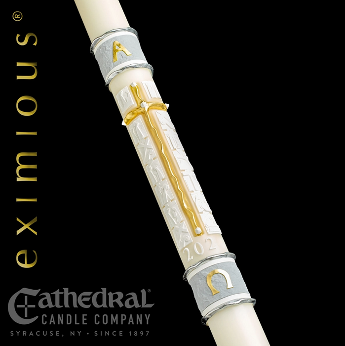 Way of The Cross Paschal Candle - Cathedral Candle - Beeswax - 17 Sizes Paschal Candles Easter Candles