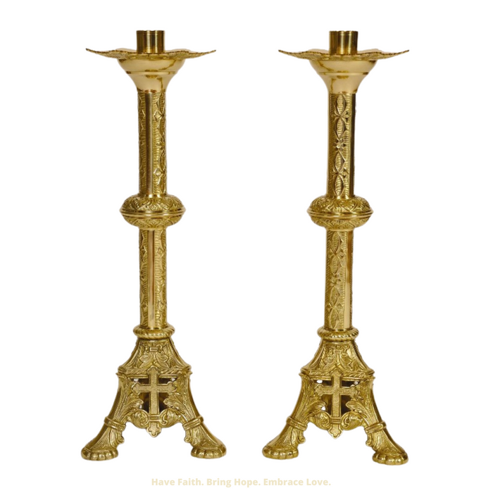 24" Traditional Church Altar Candlestick in Solid Brass
