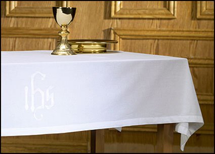 White Altar Frontal with IHS Embroidered Design