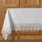 White Cross Lace Trim Cotton Altar Frontal
