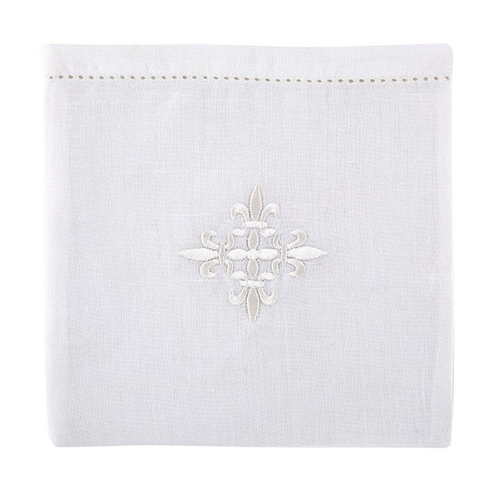 White Fleur-de-Lis Cross Linen Chalice Pall