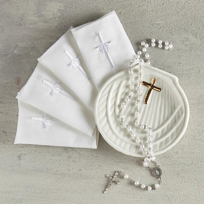 White Keepsake Baptismal Napkin (4 pieces per package)