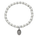 White Pearl Baby Bracelet w/ Pewter Miraculous Medal