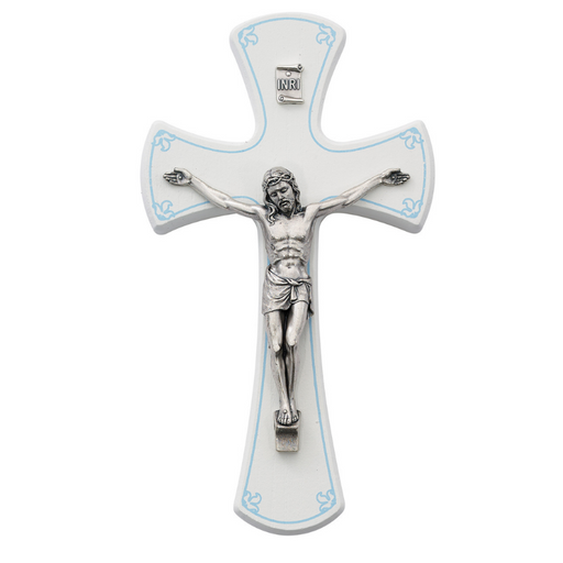 White and Blue Crucifix with Silver Corpus Crucifix Crucifix Symbolism Catholic Crucifix items