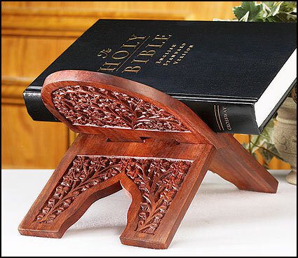 6.5" Wood Carved Bible Stand
