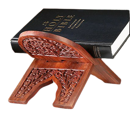 6.5" Wood Carved Bible Stand