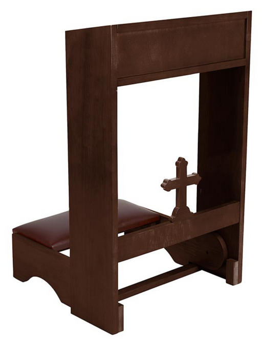 Wood Folding Padded Kneeler With a Cross - Walnut Oak Stain