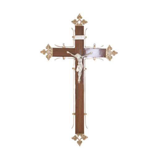 Wood and Brass Crucifix with Small Silver Plated Corpus