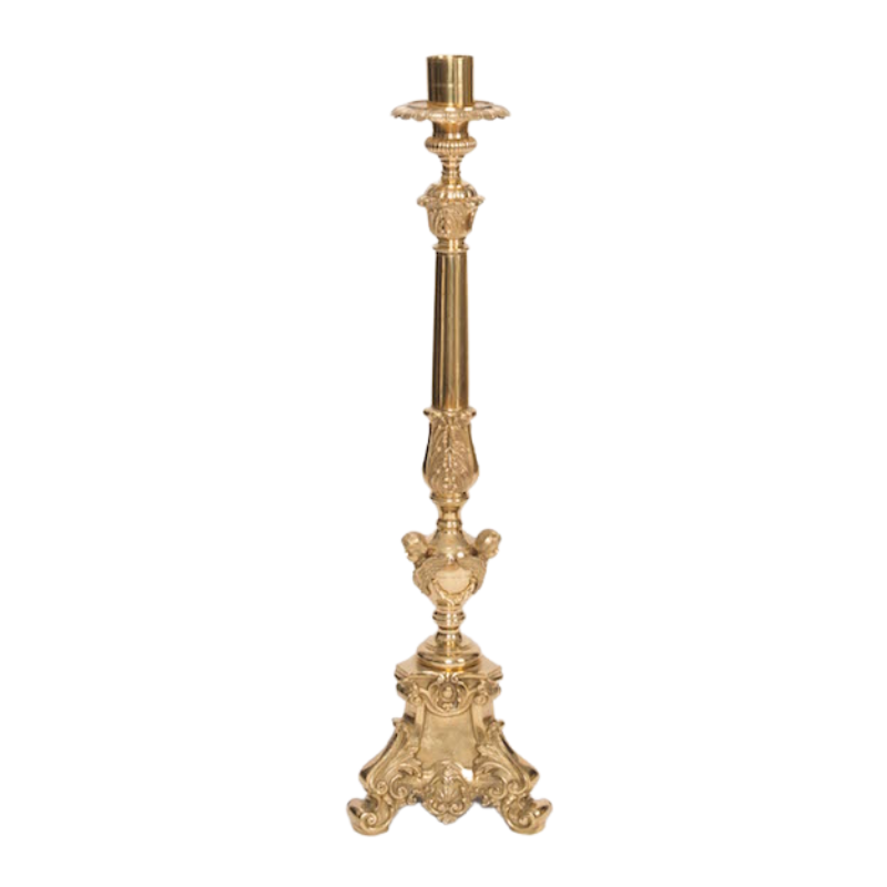 Candelabro de altar de latón macizo de iglesia estilo catedral de clase mundial