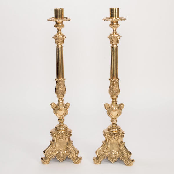 World Class Cathedral Style Church Solid Brass Altar Candlestick