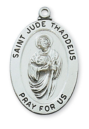 St. Jude Medal Sterling Silver w/ 20" Rhodium Plated Chain