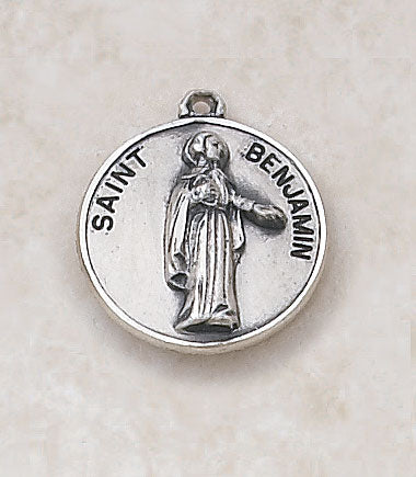St. Benjamin Sterling Patron Medal with 20" L Chain