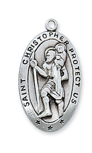 St. Christopher Medal Sterling Silver with 24" Rhodium Plated Chain