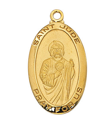 St. Jude Medal Gold Over Sterling Silver w/ 18" Gold Plated Chain