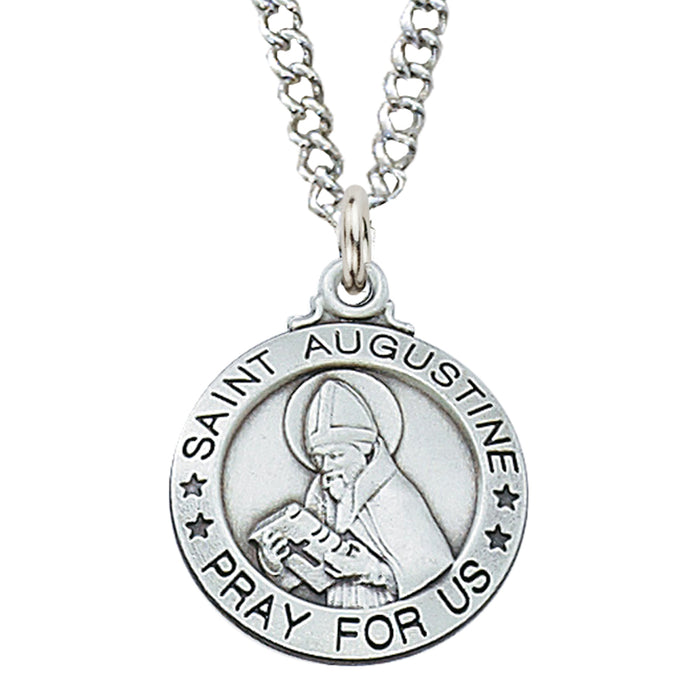 St. Augustine Medal Sterling Silver with 20" Rhodium Plated Chain