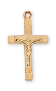Crucifix Gold Over Sterling Silver with 18" Gold Plated Chain