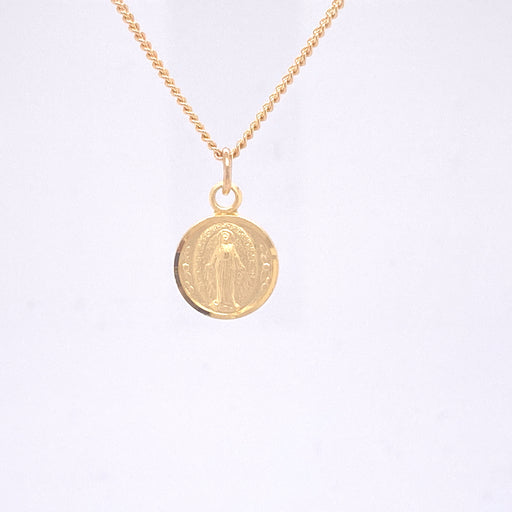 Miraculous Medal Gold Over Sterling Silver with 16" Gold Plated Chain
