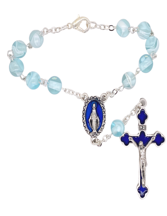 Blue Miraculous Auto Rosary