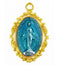 Miraculous Medal Gold Over Sterling Silver Blue with 18" Rhodium-Plated Chain