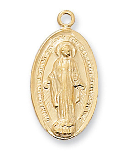 Miraculous Medal Gold Over Sterling Silver with 18" Gold Plated Chain