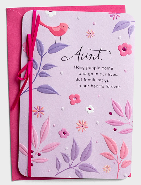 Mother's Day - Aunt - Family Stays in Our Hearts - 1 Premium Card