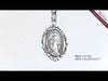 Miraculous Medal Sterling Silver with Blue Glass Stones in 18" Rhodium Plated Chain