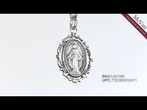 Miraculous Medal Sterling Silver with 16" Rhodium Plated Chain