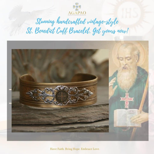 St. Benedict Bracelet Brass Silver Bracelet valentines gift birthday gift catholic gift inspirational gift Catholic Jewelry