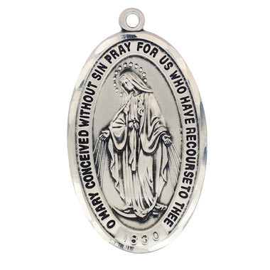 Miraculous Medal Sterling Silver with 24” Rhodium Plated Chain