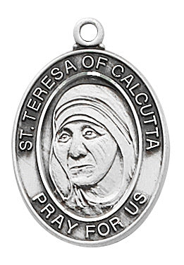 St. Teresa of Calcutta Sterling Silver Medal with 20” Chain Necklace 