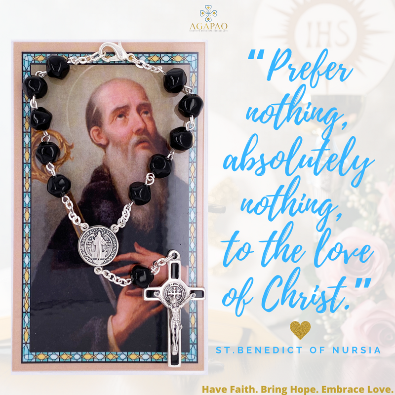 St. Benedict Medal Auto Rosary w/ Prayer Card