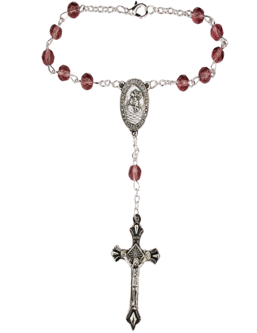 June LT Amethyst Auto Rosary