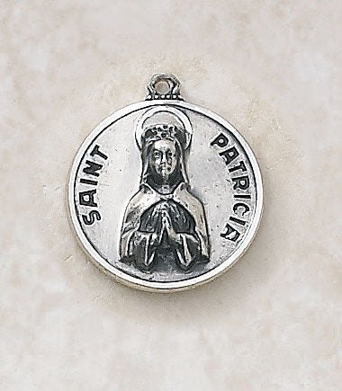Sterling Patron Saint Patricia Medal with 18" Chain Holy Medals Holy Medal Necklace Medals for Protection Necklace for Protection with 18" Chain necklace